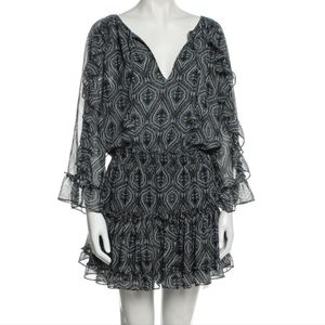 Misa Los Angeles Women's Medium Long Sleeve Black Gray Mini Dress New With Tags.